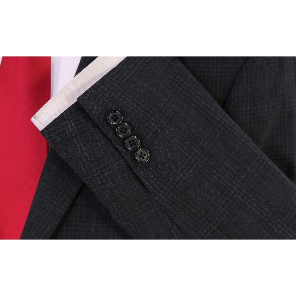 Hickey-Freeman Current Black/Gray Knit Plaid 2-Btn Luxury Wool Suit 42R - Picture 6 of 10